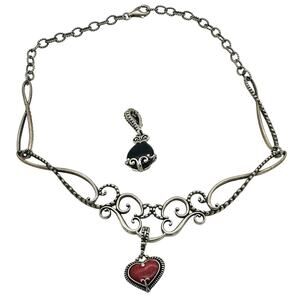 Carolyn Pollack Sincerely Fabulous Necklace and Enhance 925 & 2 Pendants Set